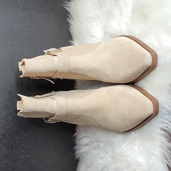 ANTONIO MELANI Ankle Boots Bootie Leather Suede Block Heel Shoes Size 11 - Picture 1 of 10